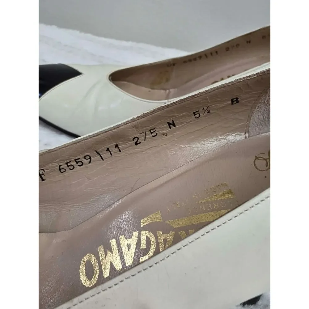 Vintage Salvatore Ferragamo Saks Fifth Avenue Two Tone Cap Toe Pumps